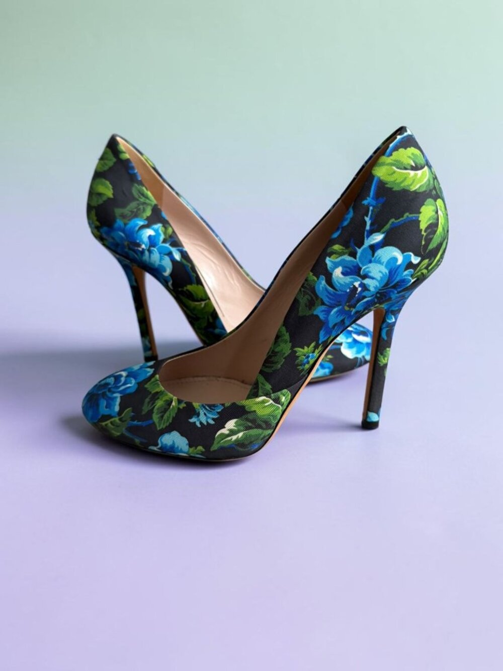 MIU MIU by Prada Blue Floral Heels Size 36.5 / US 6.5